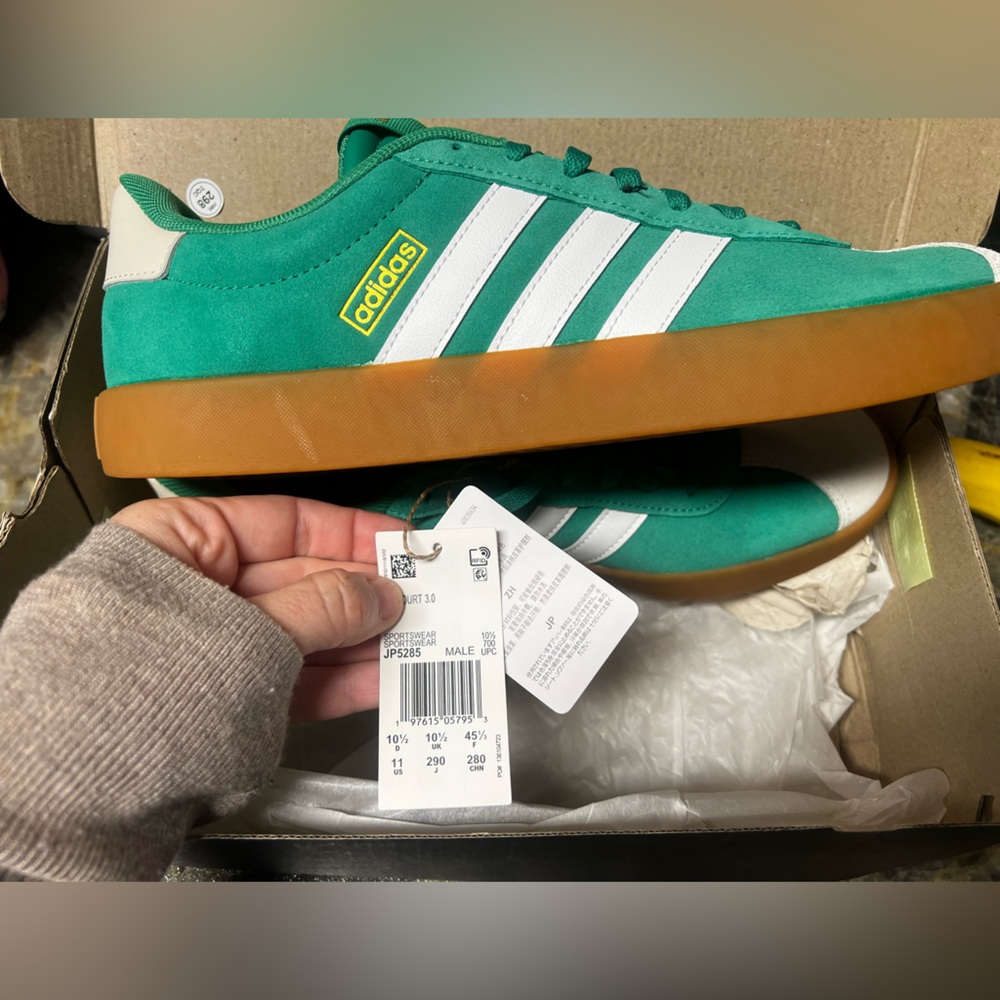 NWT adidas VL Court 3.0 Classic Sneakers | Men’s 11 Women’s 12 | Green White - Picture 10 of 12